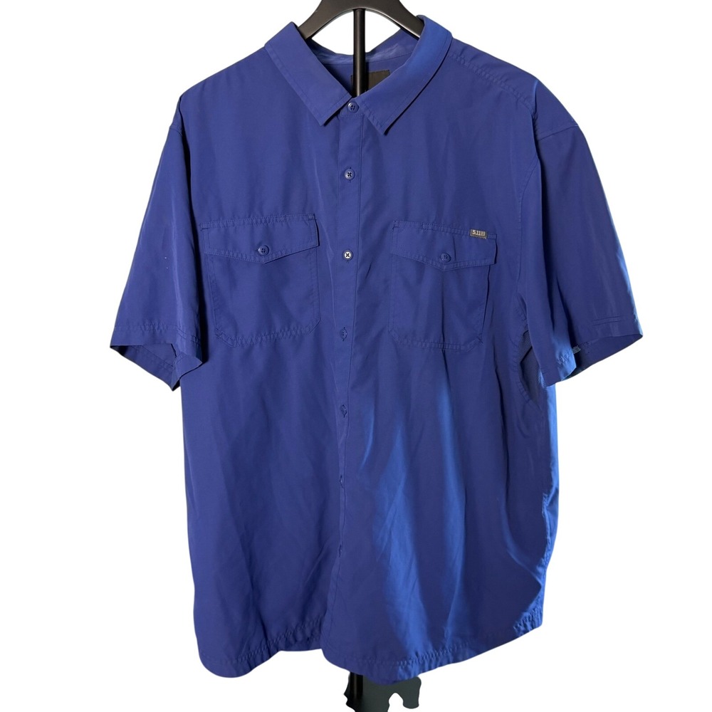5.11 Tactical Mens 2XL Royal Blue Short Sleeve Performance Button Down Shirt